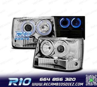 FAROS PARA JEEP GRAND CHEROKEE 93-98 OJOS ANGEL CROMADOS