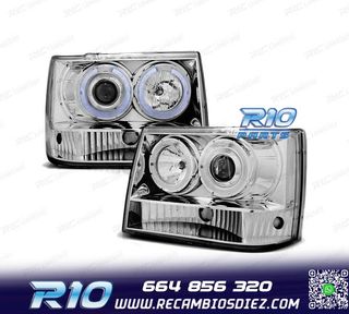 FAROS PARA JEEP GRAND CHEROKEE 93-98 OJOS ANGEL CROMADOS