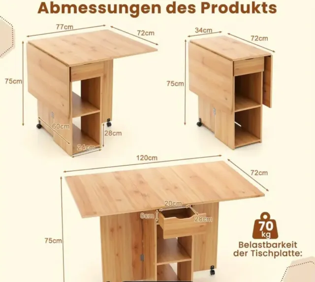 Mesa Cocina Plegable Madera