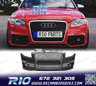 PARAGOLPES DELANTERO AUDI A4 04-07 LOOK RS4 REJILLA CROMO-NE