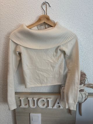 Jersey beige cuello barco