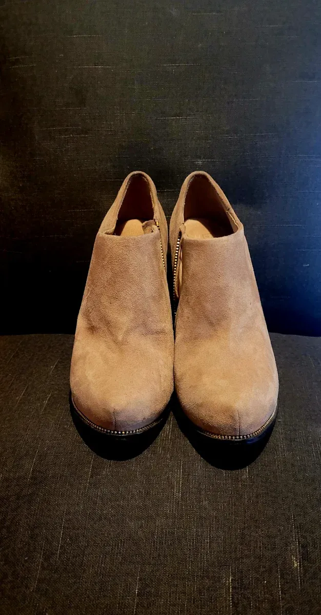 Botines Zara Tacón Dorado Beige