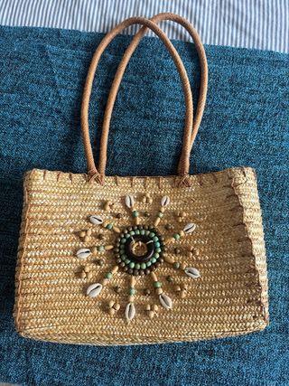 Borsa paglia boho con manici