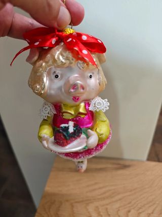 Addobbo Albero Natale Maialino Torta Vetro