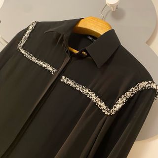 Camisa Zara Negra Combinada