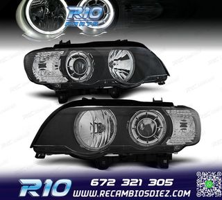 FAROS PARA BMW X5 E53 99-03 OJOS ANGEL LED FONDO NEGRO