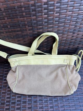 Bolso de piel natural beige y mostaza