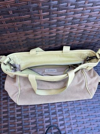 Bolso de piel natural beige y mostaza
