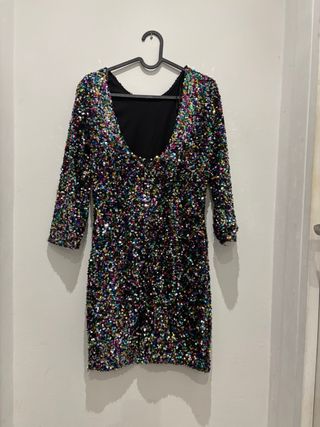 Vestido lentejuelas Green Costa Talla L
