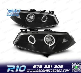 FAROS PARA RENAULT MEGANE 02-05 OJOS ANGEL FONDO NEGRO