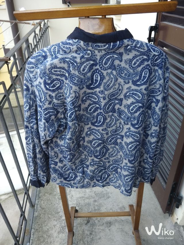 Maglia donna vintage grigio e blu