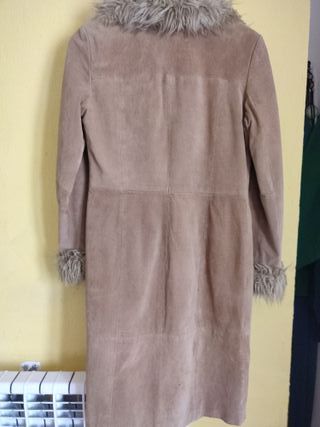 Abrigo Vintage Mujer Beige con Pelo