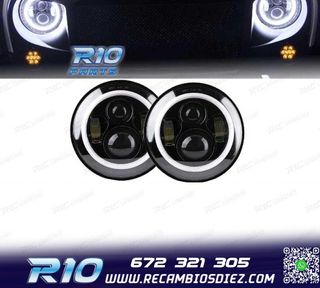 FAROS PARA JEEP WRANGLER 96-18 OJOS ANGEL LED NEGRO