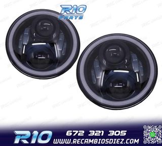 FAROS PARA JEEP WRANGLER 96-18 OJOS ANGEL LED NEGRO