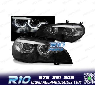 FAROS XENON PARA BMW X5 E70 07-10 OJOS ANGEL 3D NEGRO