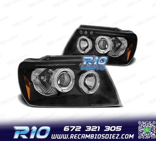 FAROS OJOS ANGEL PARA JEEP GRAND CHEROKEE 99-05 FONDO NEGRO