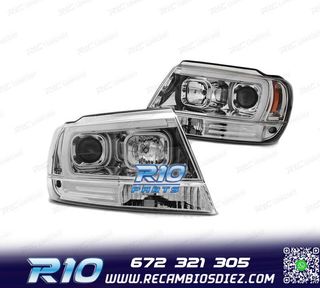 FAROS TUBE LIGHT PARA JEEP GRAND CHEROKEE 99-05 CROMADOS