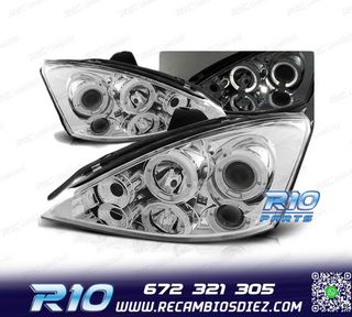 FAROS PARA FORD FOCUS I FACELIFT 01-04 OJOS ANGEL CROMO