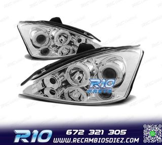FAROS PARA FORD FOCUS I FACELIFT 01-04 OJOS ANGEL CROMO