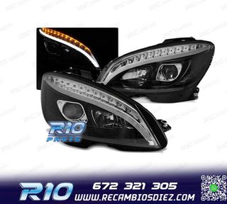 FAROS PARA MERCEDES W204 07-10 LED TUBE LIGHT DINAMICO NEGRO