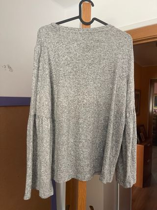 Camiseta Zara Gris Manga Ancha