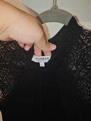 Vestido largo negro elegante con encaje Talla L