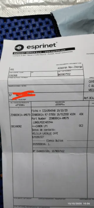 Asus ZenBook 14 Ryzen 7 - 3700u
Averiado, Piezas 
