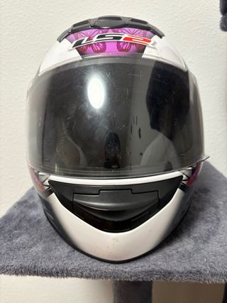 Casco Moto LS2 Integral Blanco y Rosa Mariposas