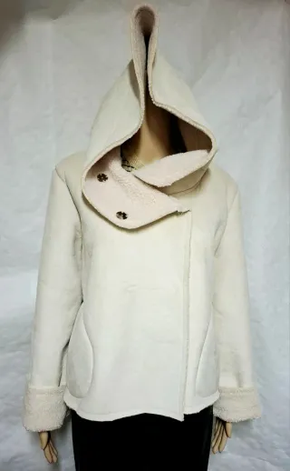 Giacca Bata Beige/Bianca con Cappuccio