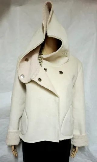 Giacca Bata Beige/Bianca con Cappuccio