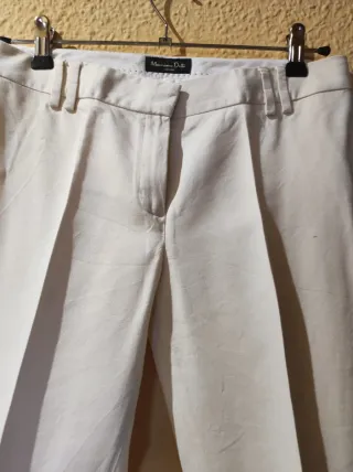 Pantalón Massimo Dutti Beige Mujer Largo