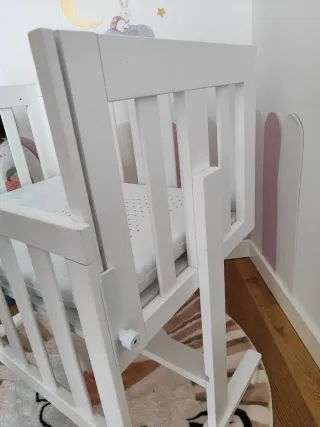 Minicuna colecho madera blanca
