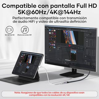 Cable de extensión USB C,1M 20 Gbps/240 W/5K 60Hz