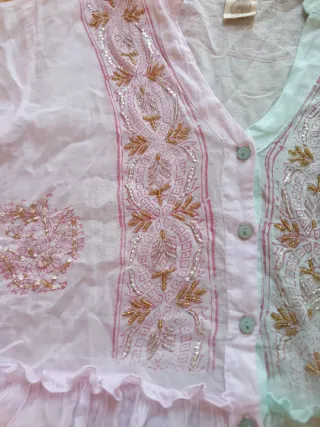 Vestido playero mujer rosa y turquesa