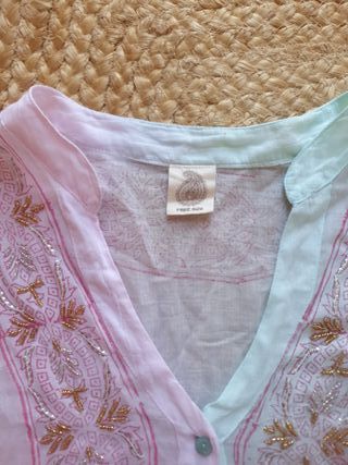 Vestido playero mujer rosa y turquesa