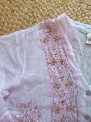 Vestido playero mujer rosa y turquesa