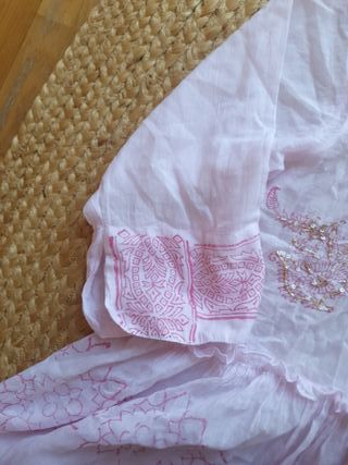 Vestido playero mujer rosa y turquesa