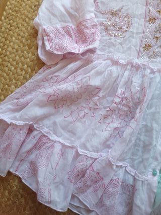 Vestido playero mujer rosa y turquesa