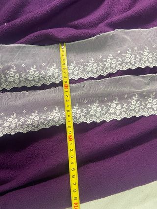 Encaje de tul bordado blanco