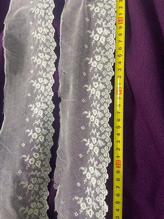 Encaje de tul bordado blanco