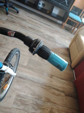 Bicicleta infantil azul con ruedines