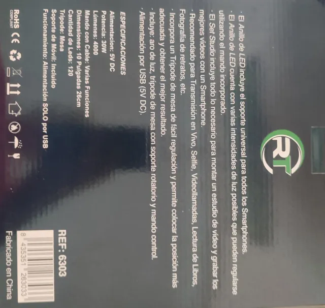 Aro de Luz RT 10 con Trípode Incluido