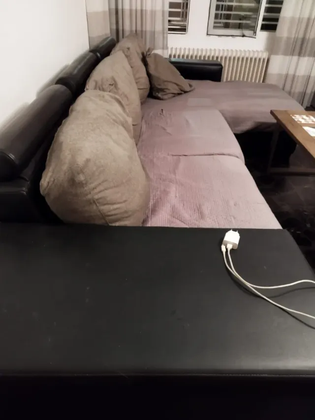 Sofá Chaiselongue Piel y Tela