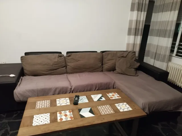 Sofá Chaiselongue Piel y Tela