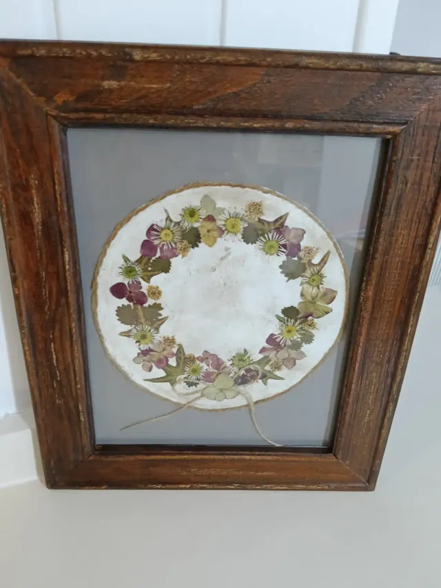 Cuadro Flores Secas Vintage Marco Madera