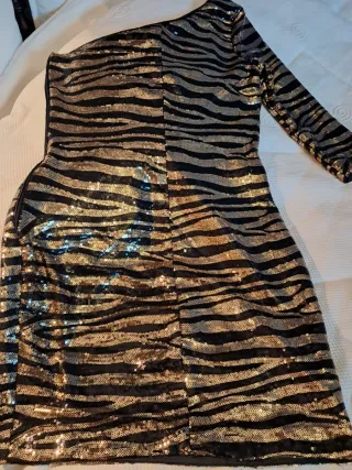 Vestido fiesta lentejuelas cebra