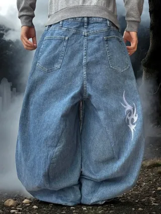 Pantalone baggy pants JNCO style y2k ricamato