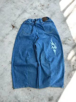 Pantalone baggy pants JNCO style y2k ricamato