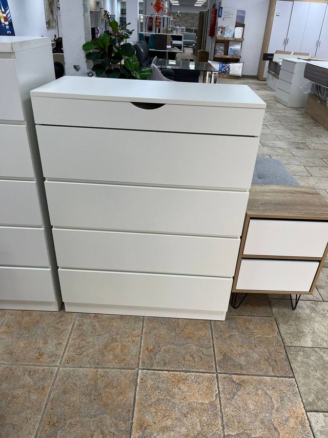 Tocador blanco 4 cajones con espejo