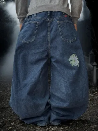 Pantalone baggy pants JNCO style y2k ricamato